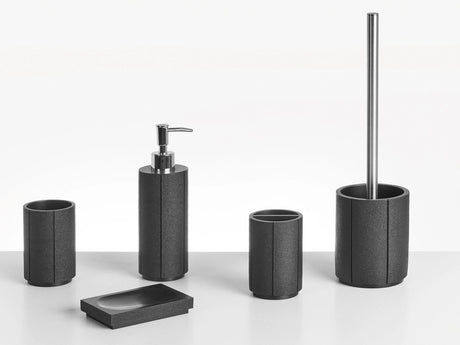 5-Piece Bathroom Accessories Set Black Polyresin Soap Dish Soap Dispenser Toilet Brush Tumbler Toohtbrush Holder Beliani