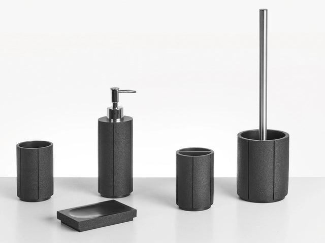 5-Piece Bathroom Accessories Set Black Polyresin Soap Dish Soap Dispenser Toilet Brush Tumbler Toohtbrush Holder Beliani