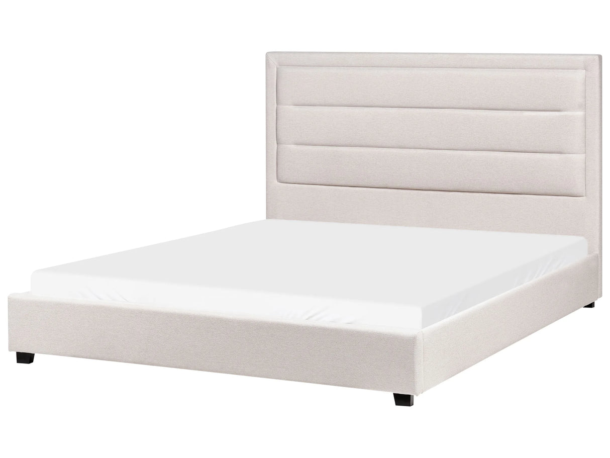 Bed Light Beige Polyester Fabric Upholstery EU King Size 5ft3 Modern Design Padded Headboard Beliani