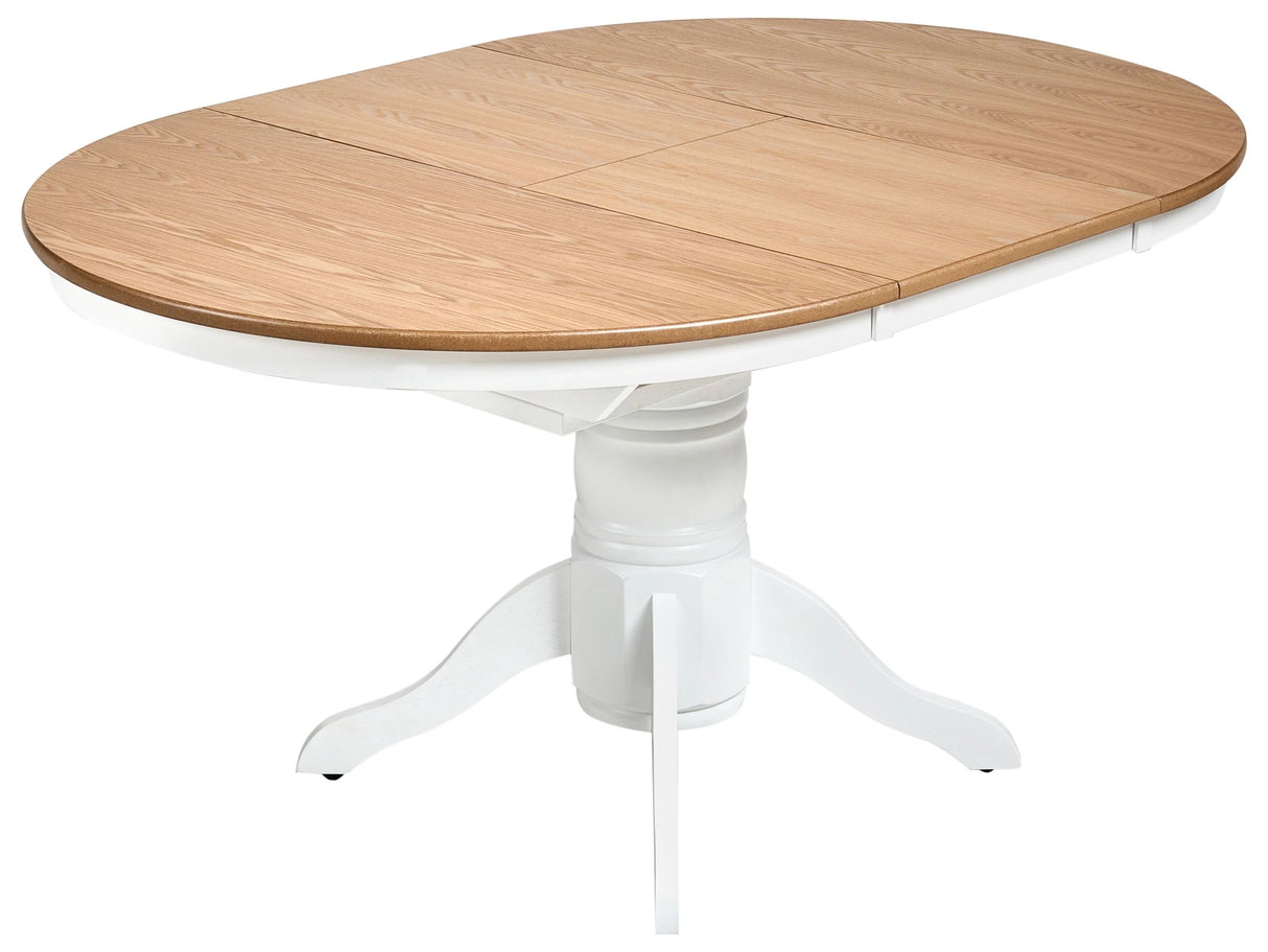 Extending Dining Table Brown Light Ash Wood Venner 106/150 cm Top Rubberwood Frame and Legs Round Vintage Beliani