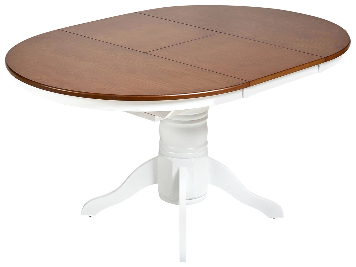 Extending Dining Table Brown Ash Wood Venner 106/150 cm Top Rubberwood Frame and Legs Round Vintage Beliani