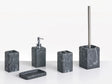 5-Piece Bathroom Accessories Set Black Marble Polyresin Soap Dish Soap Dispenser Toilet Brush Tumbler Toohtbrush Holder Beliani