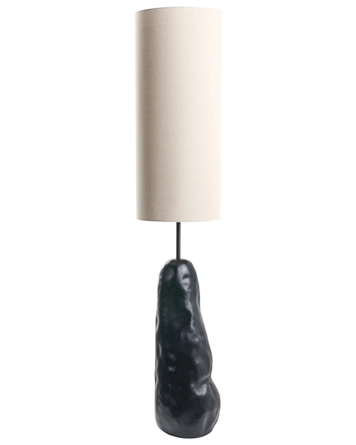 Floor Lamp Black Ceramic Base with a Fabric Tall Lampshade Oragnic Style Beliani