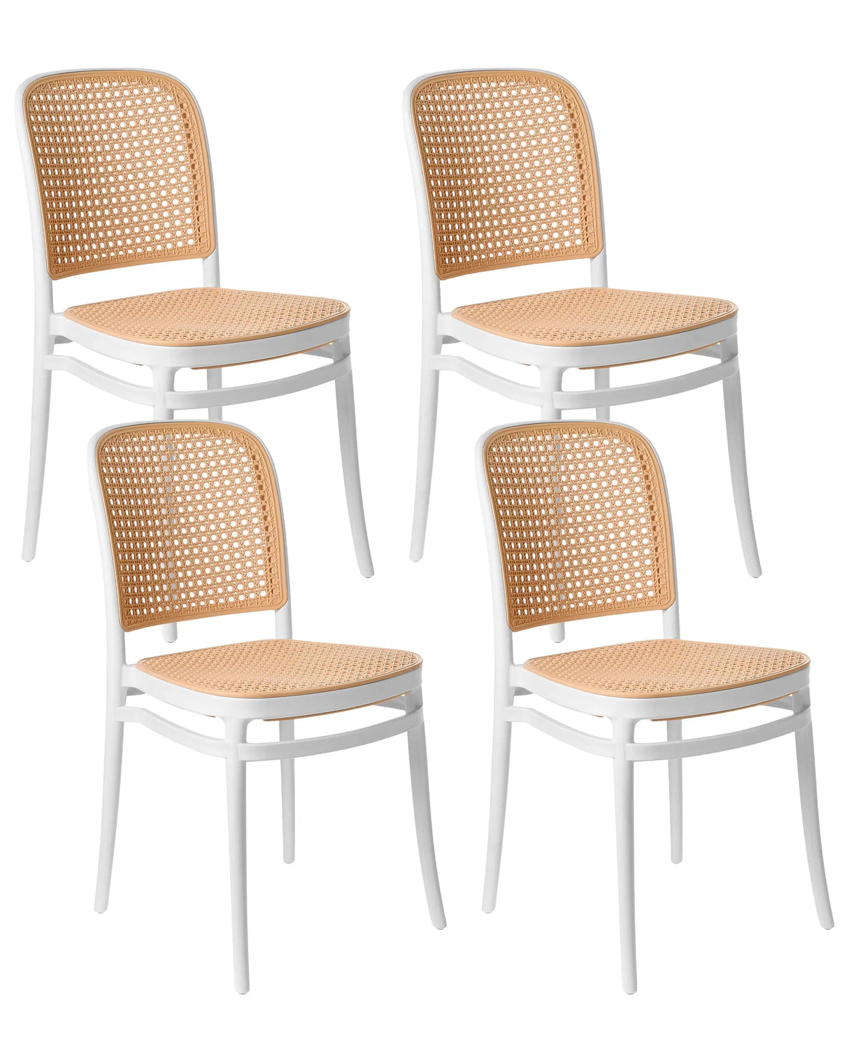 Set of 4 Dining Chairs Beige and White PP Seat Stackable Indoor and Outdoor Armless Chairs Beliani