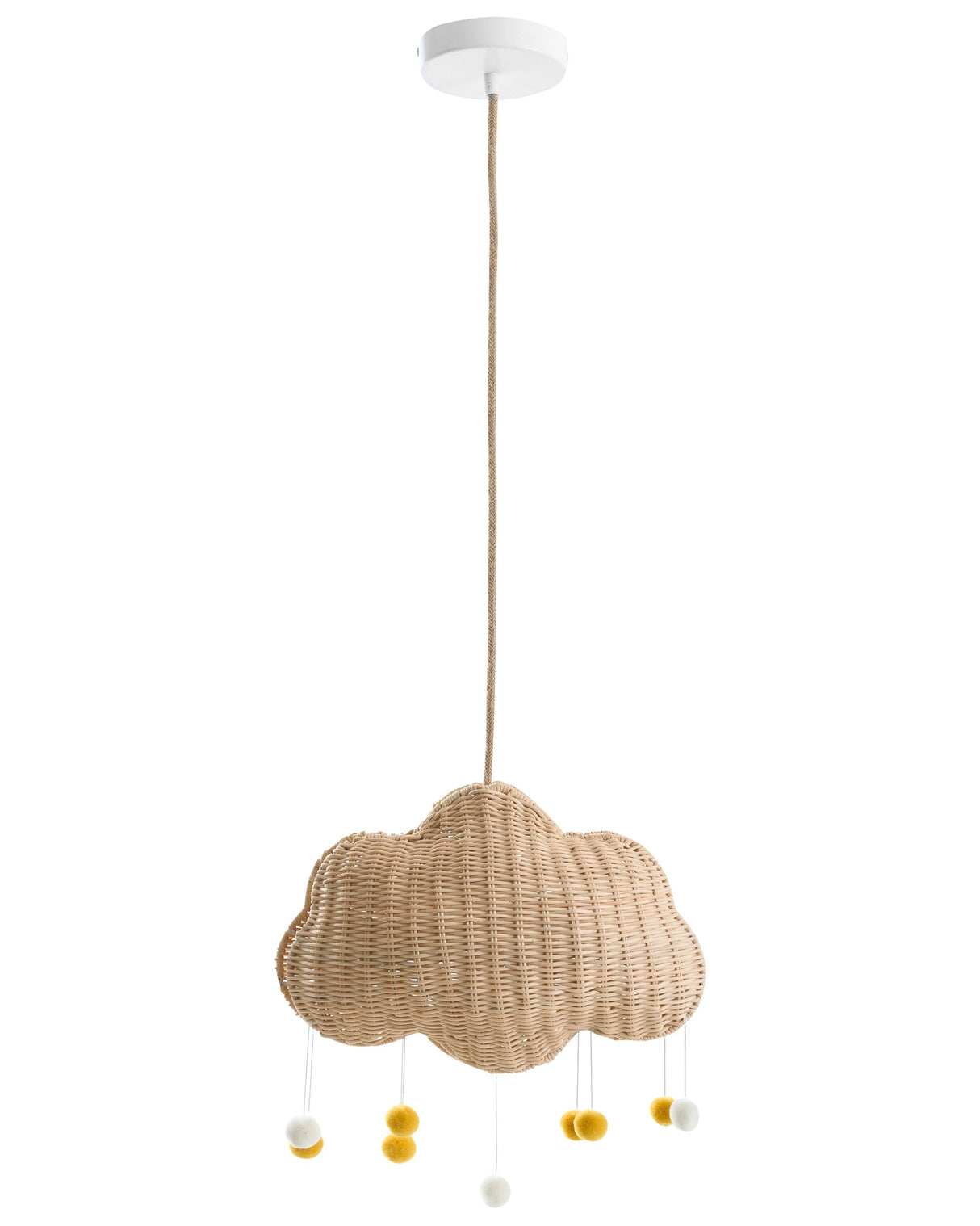 Pendant Lamp Natural Rattan Hand Woven Wicker Shade Cloud Shape Ceiling Boho Style Beliani