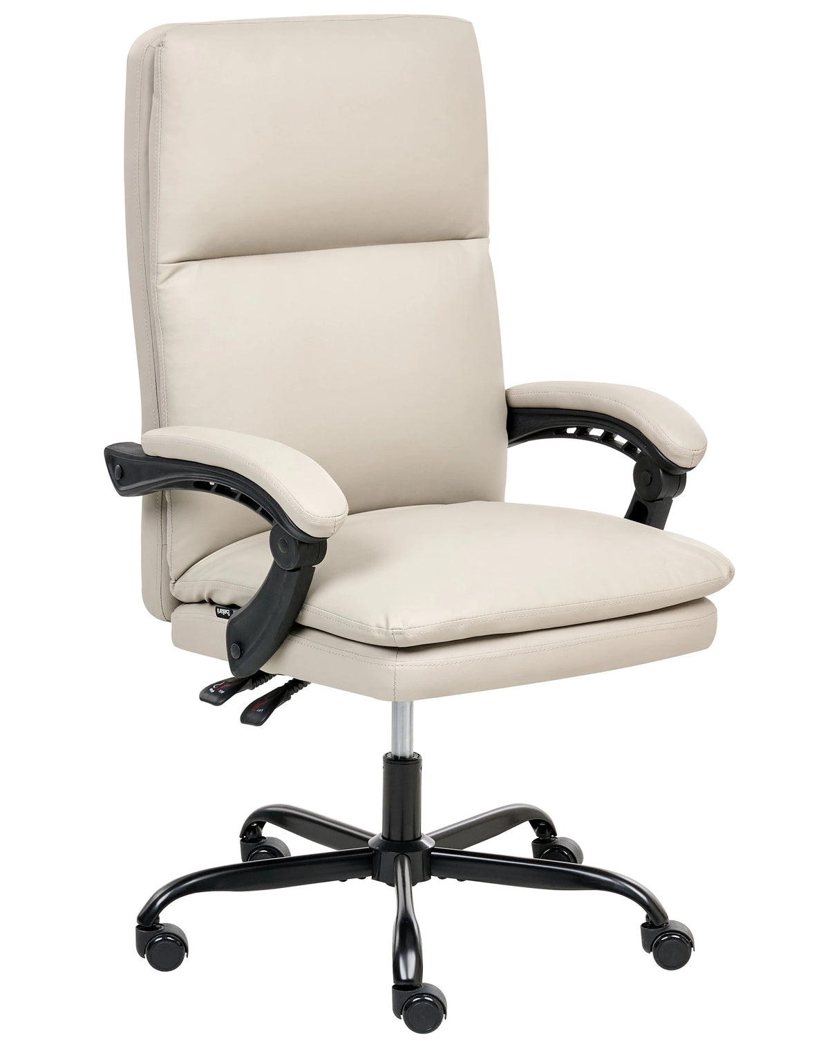 Executive Office Chair Light Beige Faux Leather Upholstery Seat Height Adjustment Titl Swivel Padding Beliani