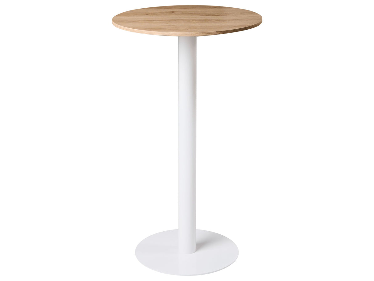 Garden Bistro Coffee Table Light Brown and White Round Top 60x60 cm Metal Base Rustic Modern Beliani