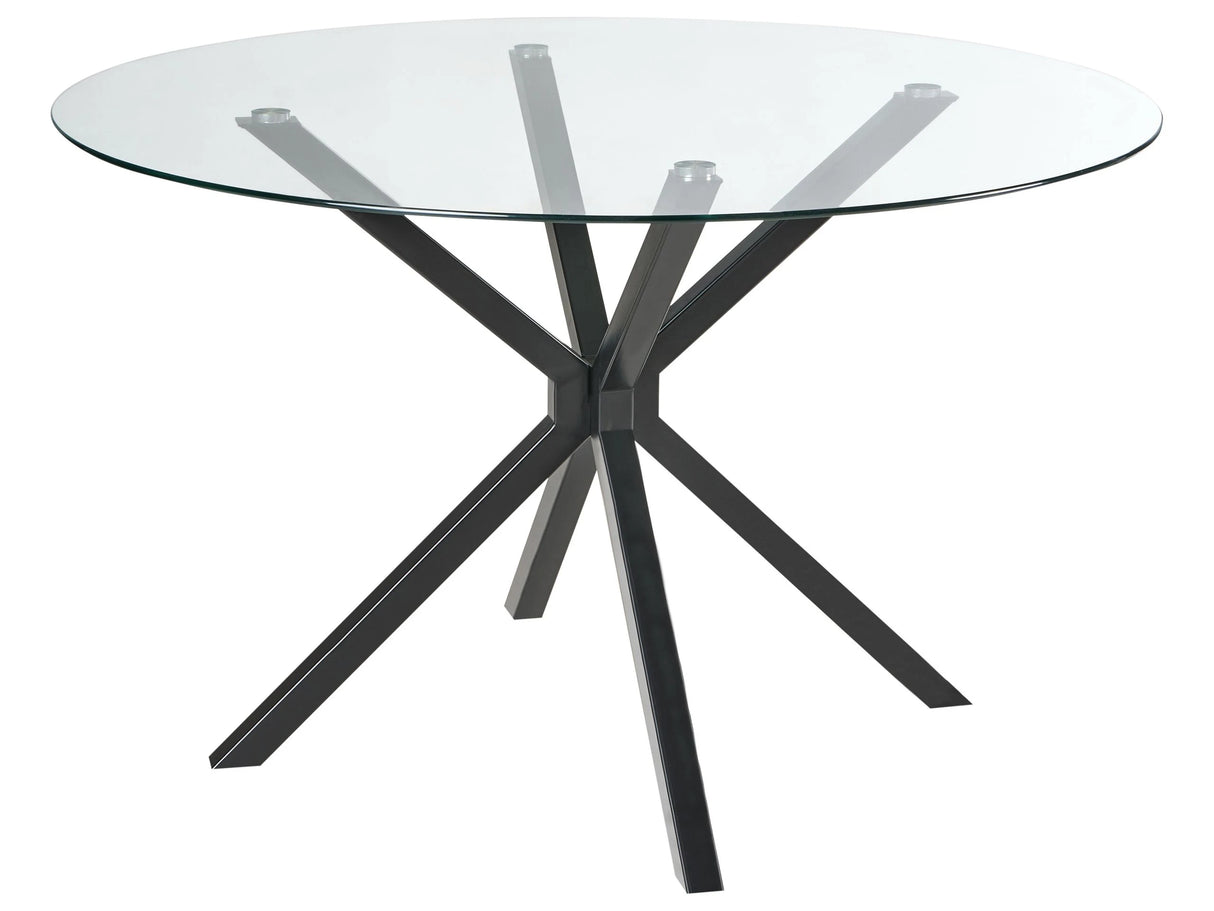 Dining Table Black Tempered Glass Top Round 120 cm 4 Person Capacity Modern Design Beliani