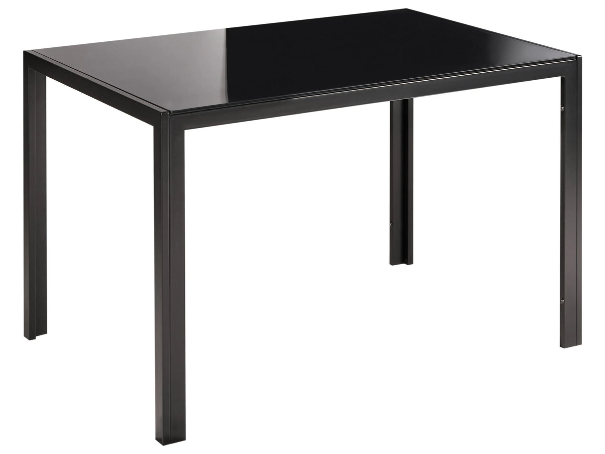 Dining Table Black Tempered Glass Top 120 x 80 cm Metal Legs Rectangular Modern Beliani