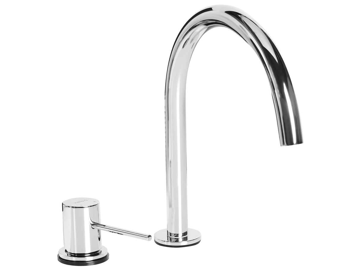 Basin Mixer Tap Silver Brass Single Lever Curved Spout Bathroom Accessories Beliani