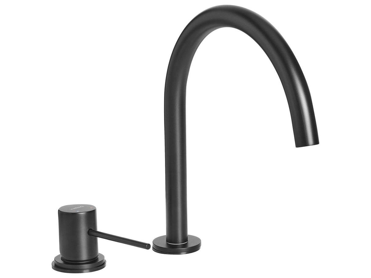 Basin Mixer Tap Black Brass Single Lever Curved Spout Bathroom Accessories Beliani