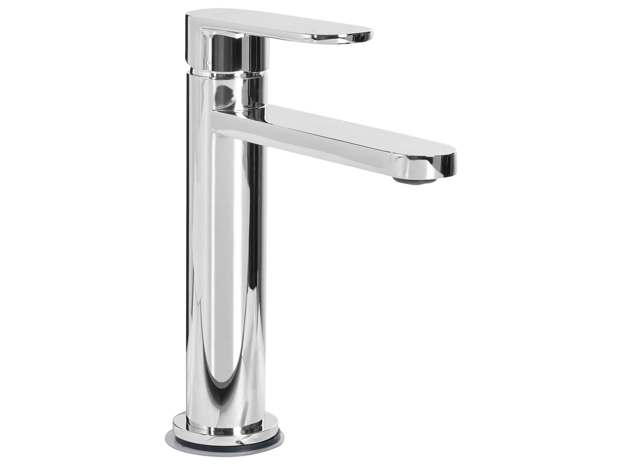 Bathroom Basin Mixer Tap Silver Brass 18 cm Chromed Single Lever Bathroom Accessories Modern Beliani