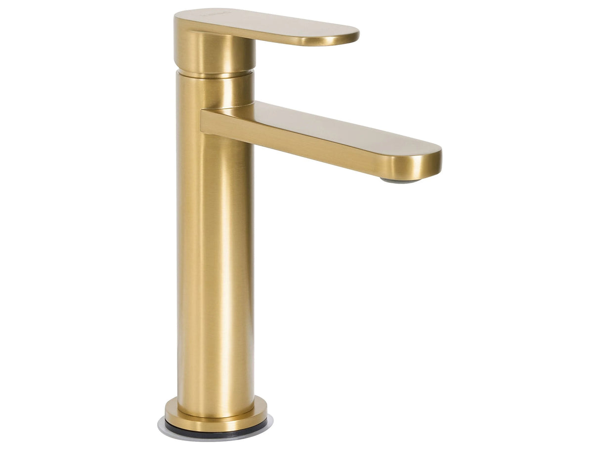 Bathroom Basin Mixer Tap Gold Brass 18 cm Chromed Single Lever Bathroom Accessories Modern Beliani