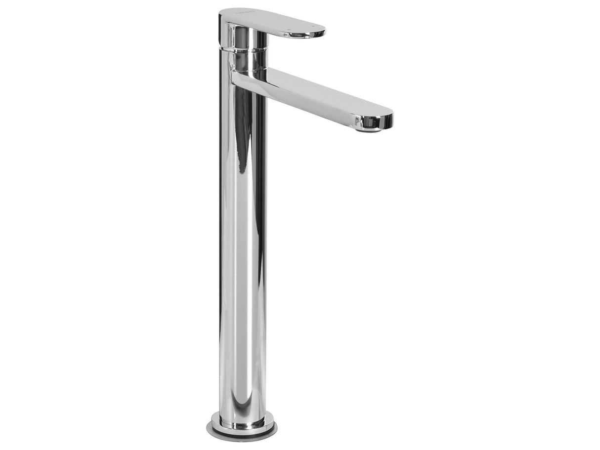 Bathroom Basin Mixer Tap Silver Brass 30 cm Chromed Single Lever Bathroom Accessories Modern Beliani