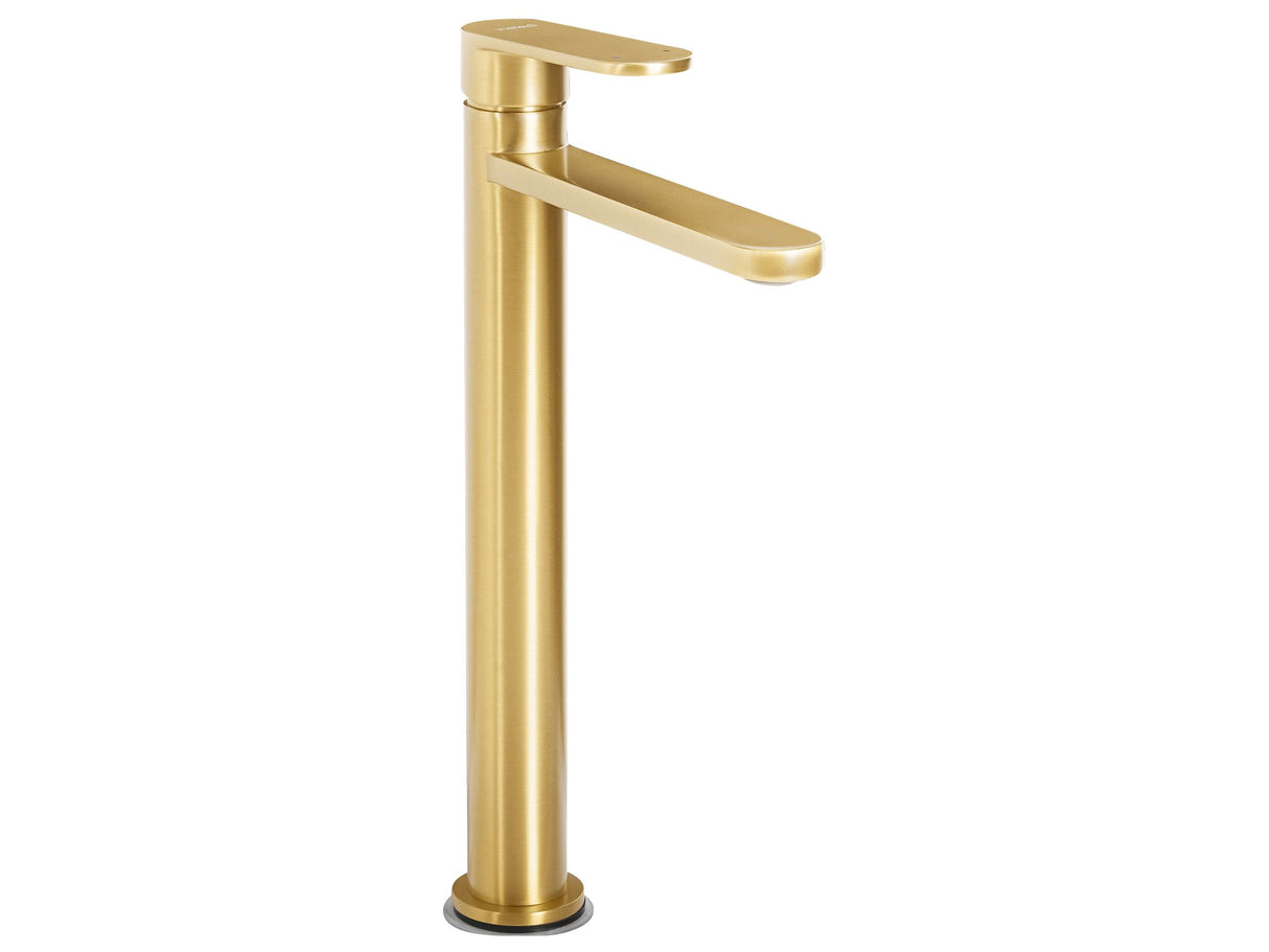 Bathroom Basin Mixer Tap Gold Brass 30 cm Matt Single Lever Bathroom Accessories Modern Beliani