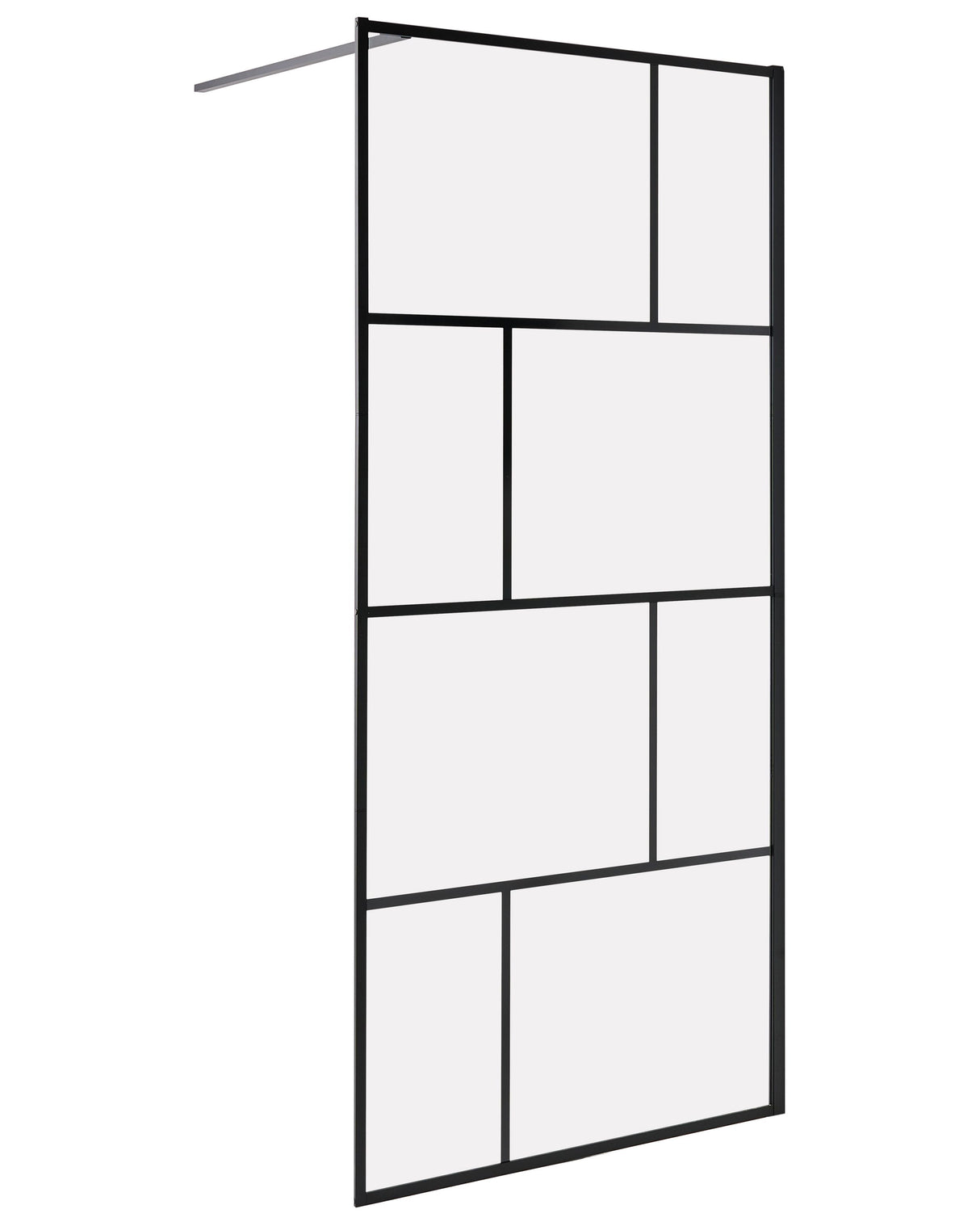 Shower Screen Black Tempered Glass Aluminium Frame 90 x 195 cm Walk In Wet Room Bathroom Shower Beliani