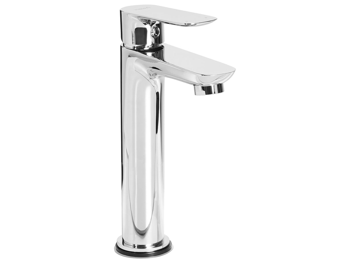 Bathroom Basin Mixer Tap Silver Brass 21 cm Chromed Single Lever Bathroom Accessories Modern Beliani