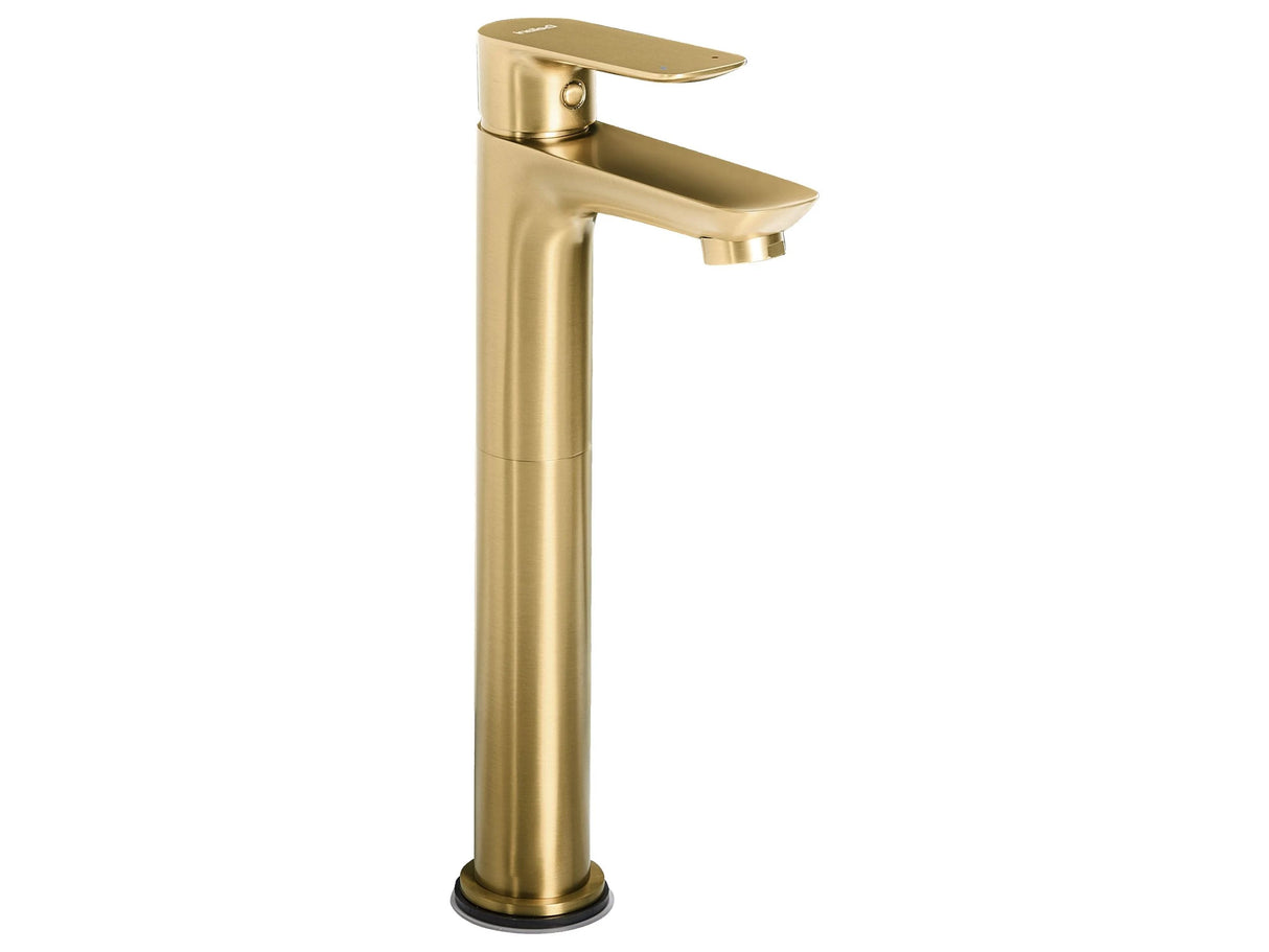 Bathroom Basin Mixer Tap Gold Brass 28 cm Matt Single Lever Bathroom Accessories Modern Beliani