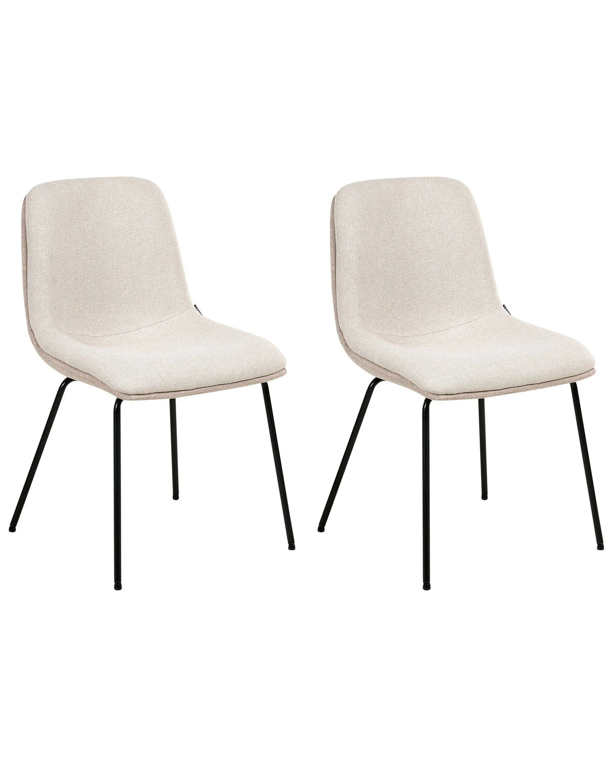 Set of 2 Dining Chairs Beige Fabric Upholstery Armless Design Easy Clean Minimalistic Scandinavian Beliani