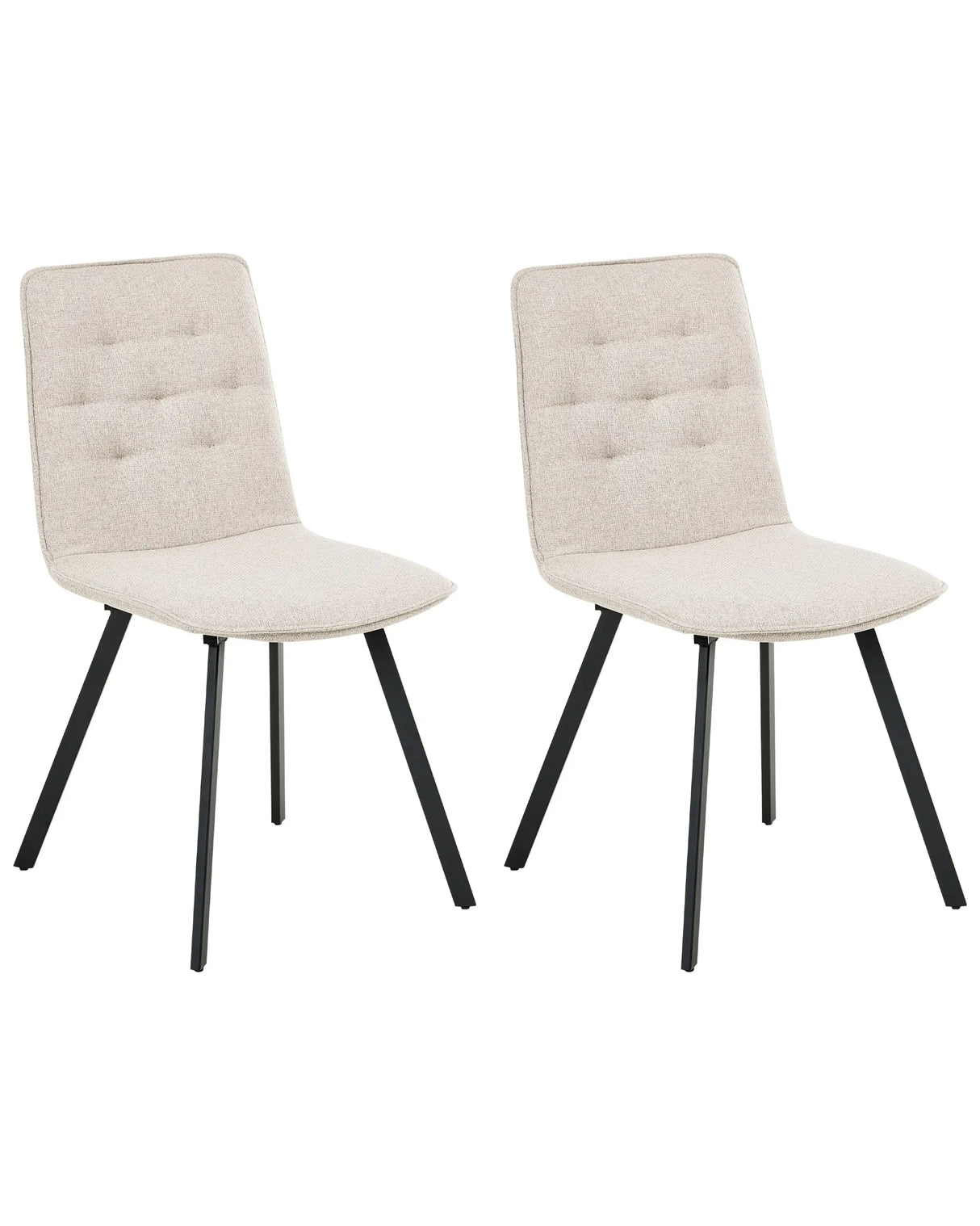 Set of 2 Dining Chairs Light Beige Fabric Upholstery Armless Design Easy Clean Minimalistic Scandinavian Beliani
