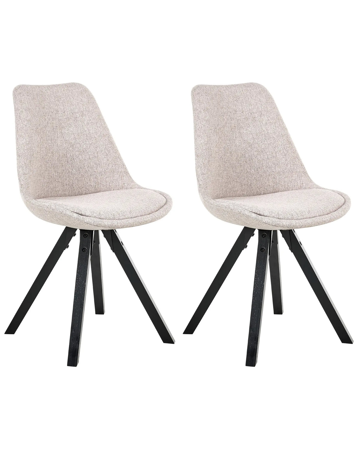 Set of 2 Dining Chairs Light Brown Fabric Upholstery Armless Design Minimalistic Scandinavian Beliani