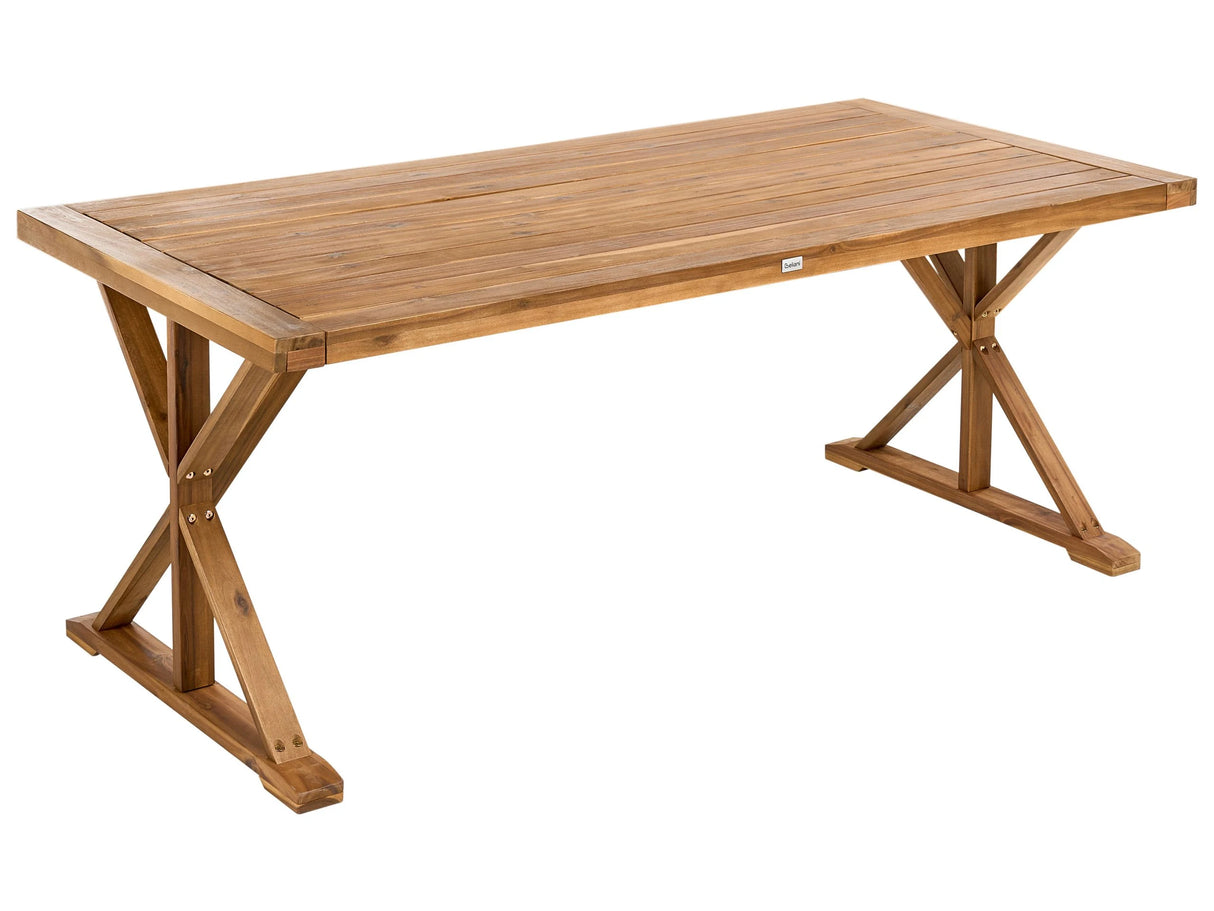 Garden Dining Table Brown Acacia Wood 180 x 90 cm for 6 Outdoor Rectangular Rustic Style Beliani
