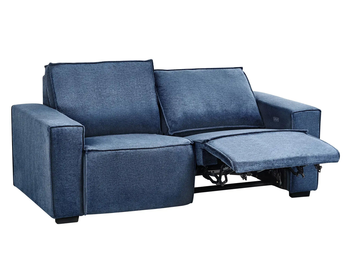 Electric Recliner Sofa Blue Polyester Upholstered 2 Seater Couch Modern Design Relax Function Beliani