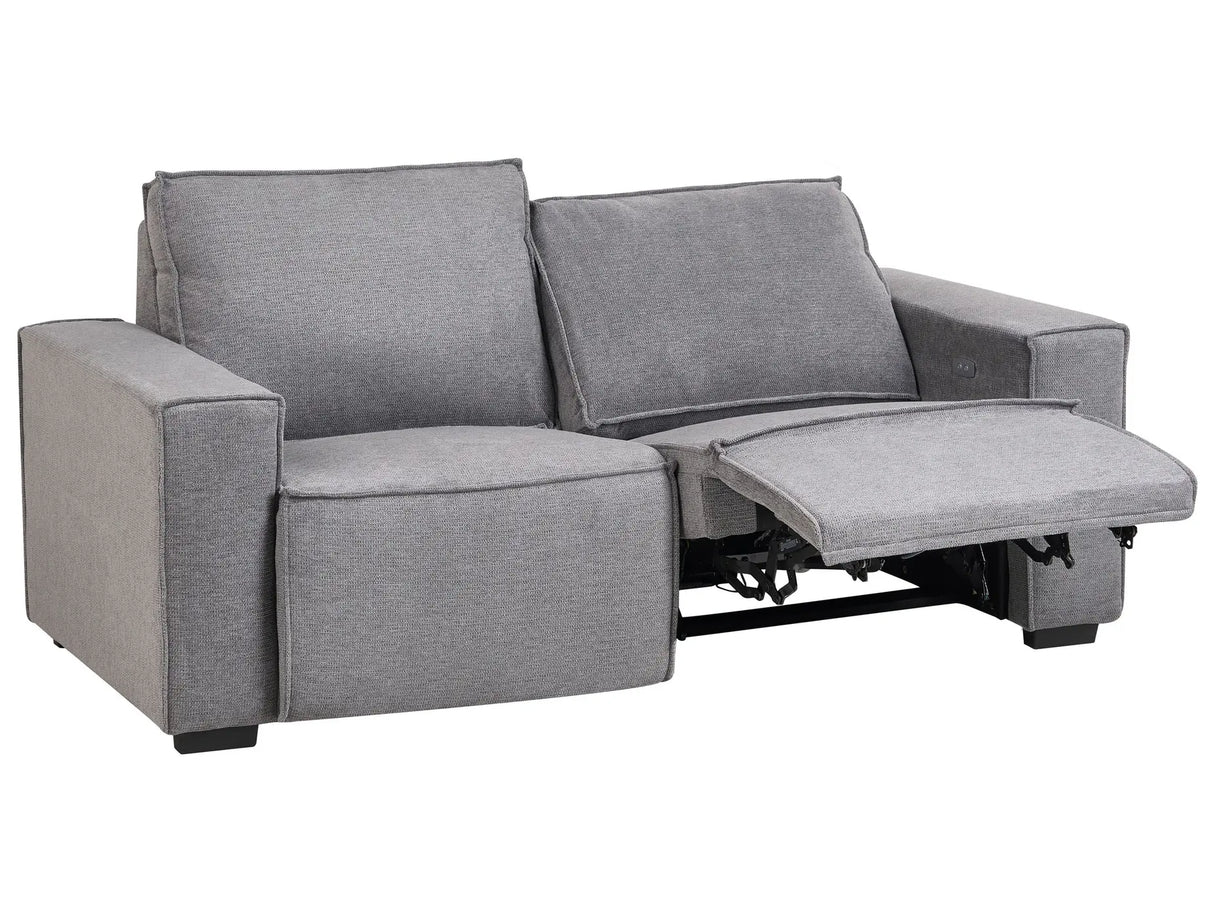 Electric Recliner Sofa Grey Polyester Upholstered 2 Seater Couch Modern Design Relax Function Beliani