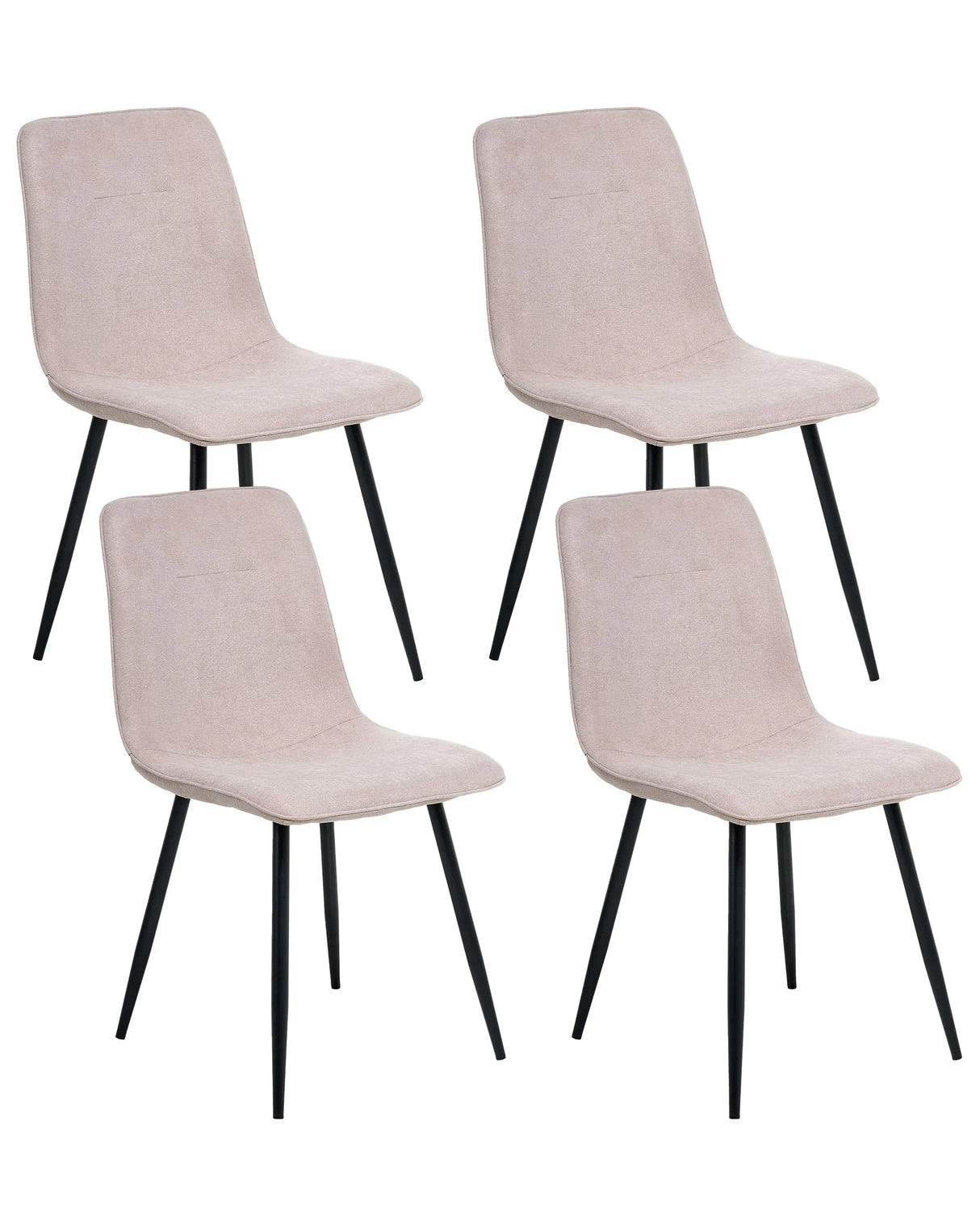 Set of 4 Dining Chairs Beige Polyester Upholstery Iron Black Legs Armless Dining Room Beliani