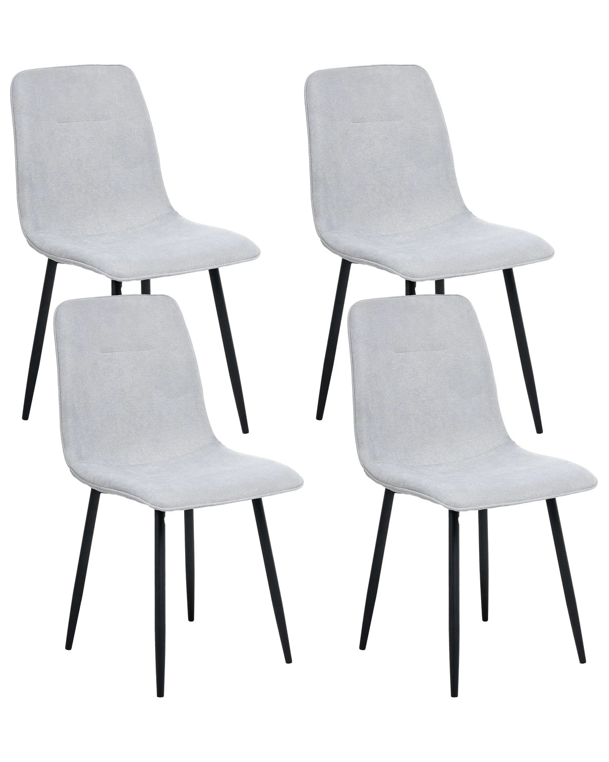Set of 4 Dining Chairs Light Grey Polyester Upholstery Iron Black Legs Armless Dining Room Beliani