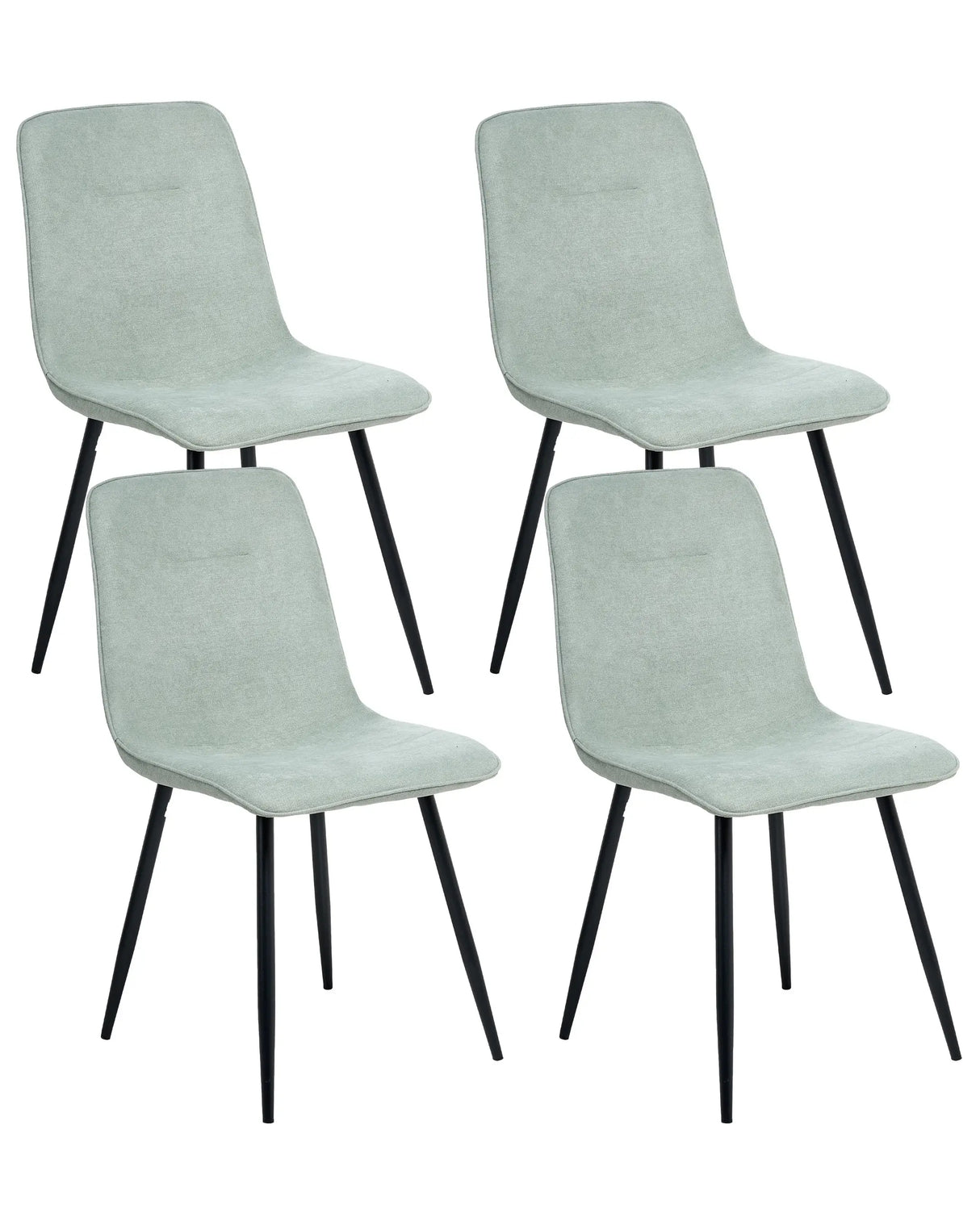 Set of 4 Dining Chairs Light Green Polyester Upholstery Iron Black Legs Armless Dining Room Beliani