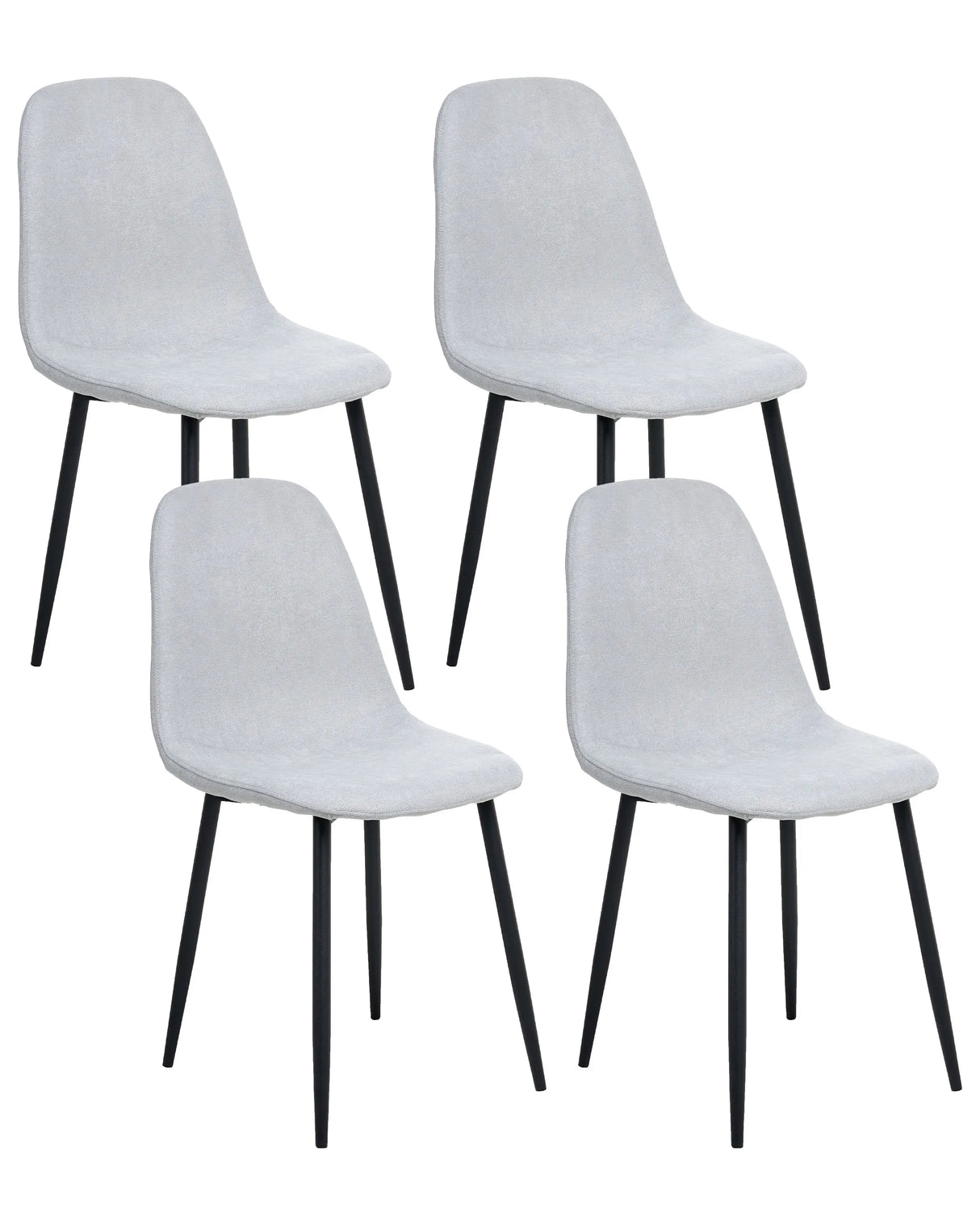 Set of 4 Dining Chairs Light Grey Polyester Upholstery Iron Black Legs Armless Dining Room Beliani