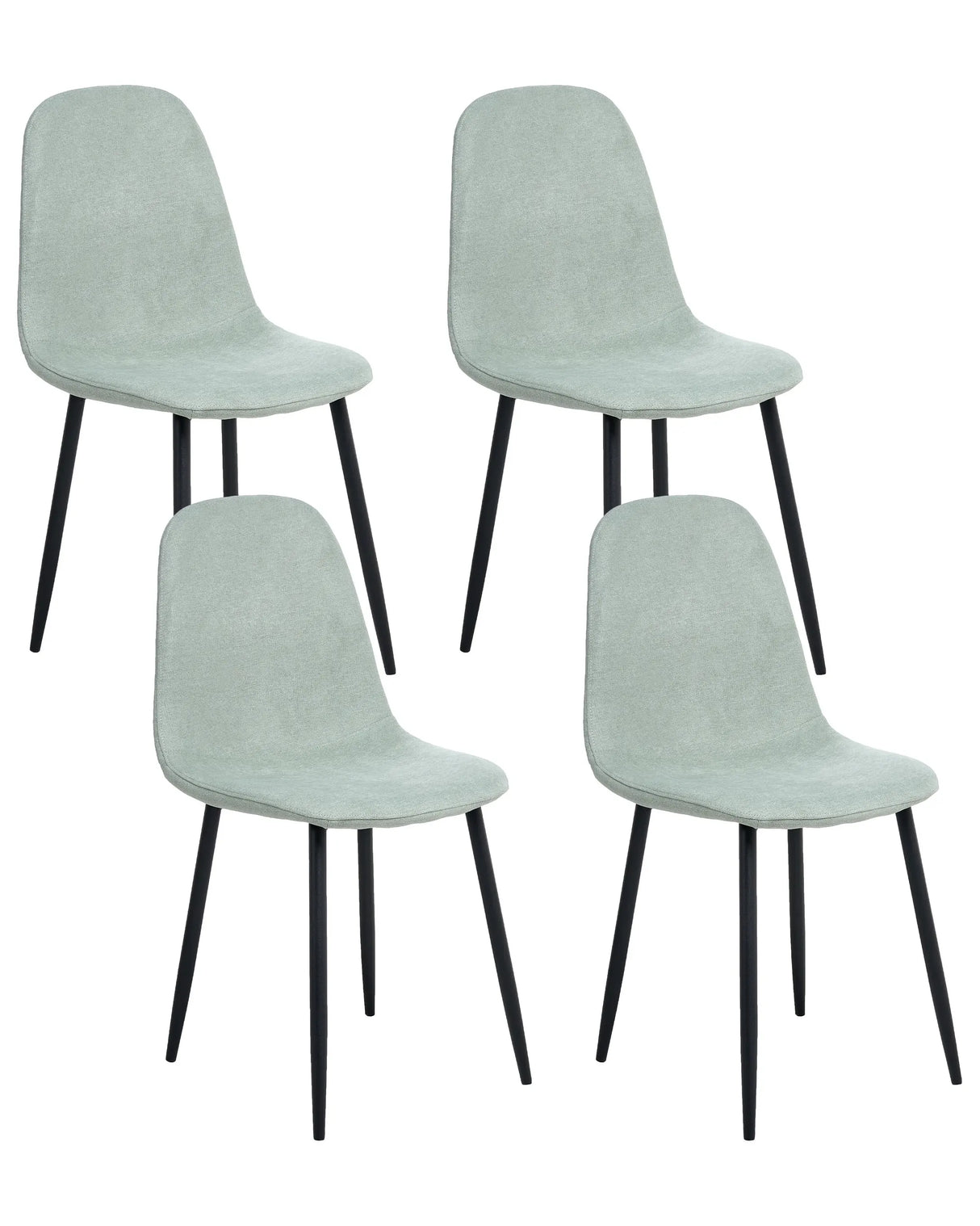 Set of 4 Dining Chairs Light Green Polyester Upholstery Iron Black Legs Armless Dining Room Beliani