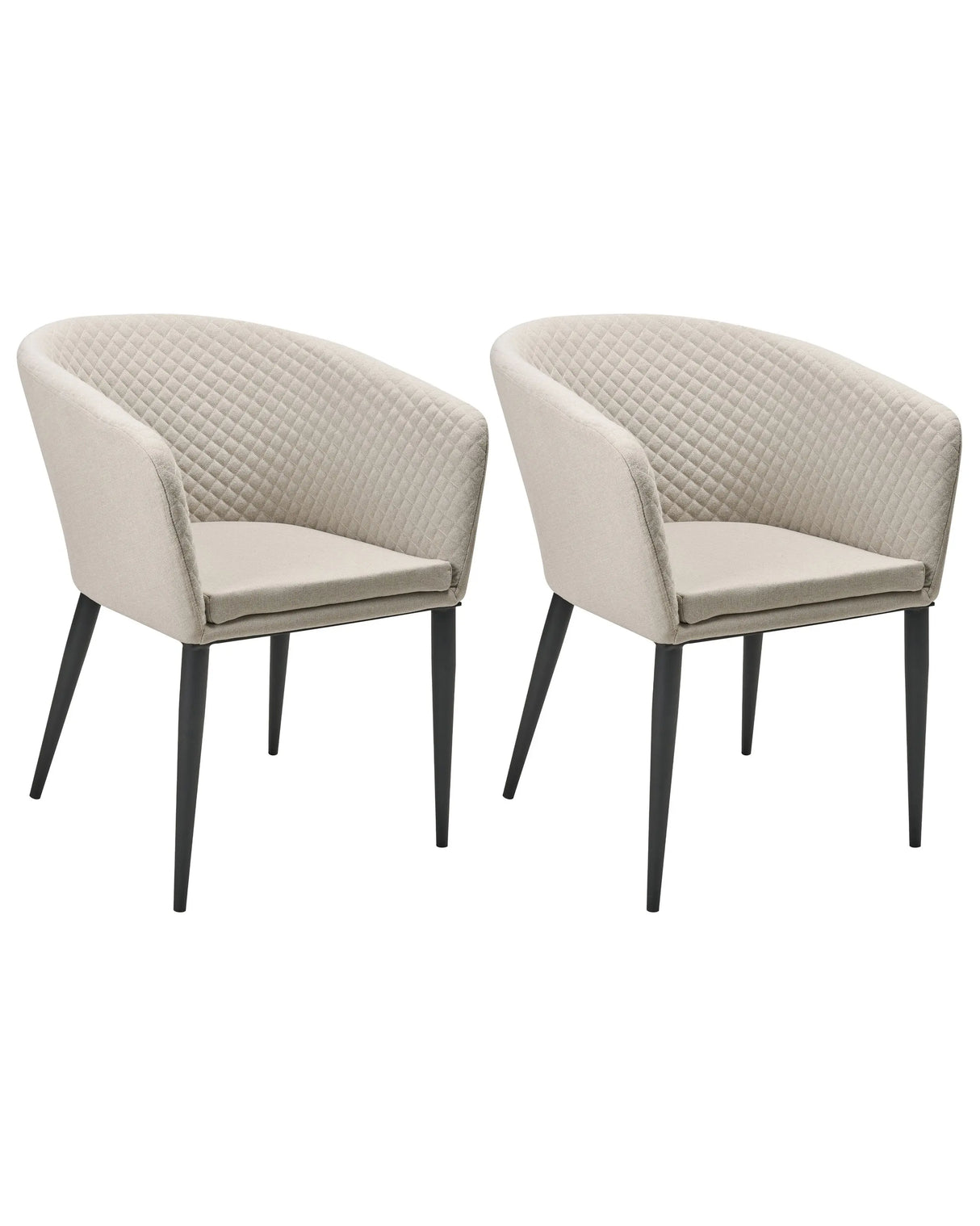 Set of 2 Garden Armchairs Beige Fabric Upholstery Steel Legs Indoor Outdoor Furniture Weather Resistant Outdoor Beliani