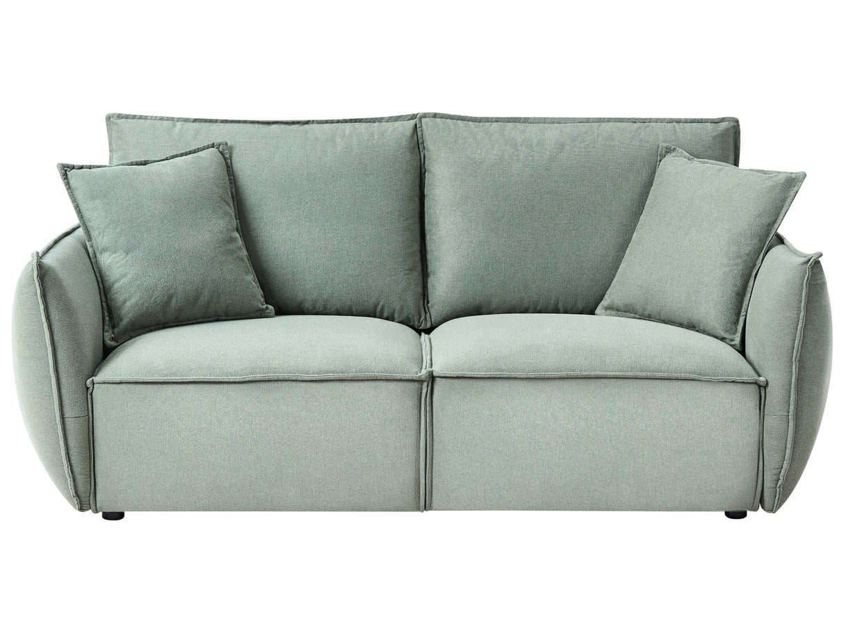 Sofa Light Green Fabric Upholstery Low Profile Deep Wide Seat Cushioned Backrest Modern Cosy Beliani