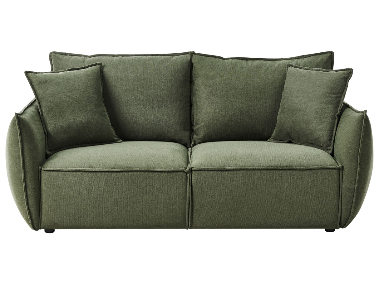 Sofa Green Fabric Upholstery Low Profile Deep Wide Seat Cushioned Backrest Modern Cosy Beliani