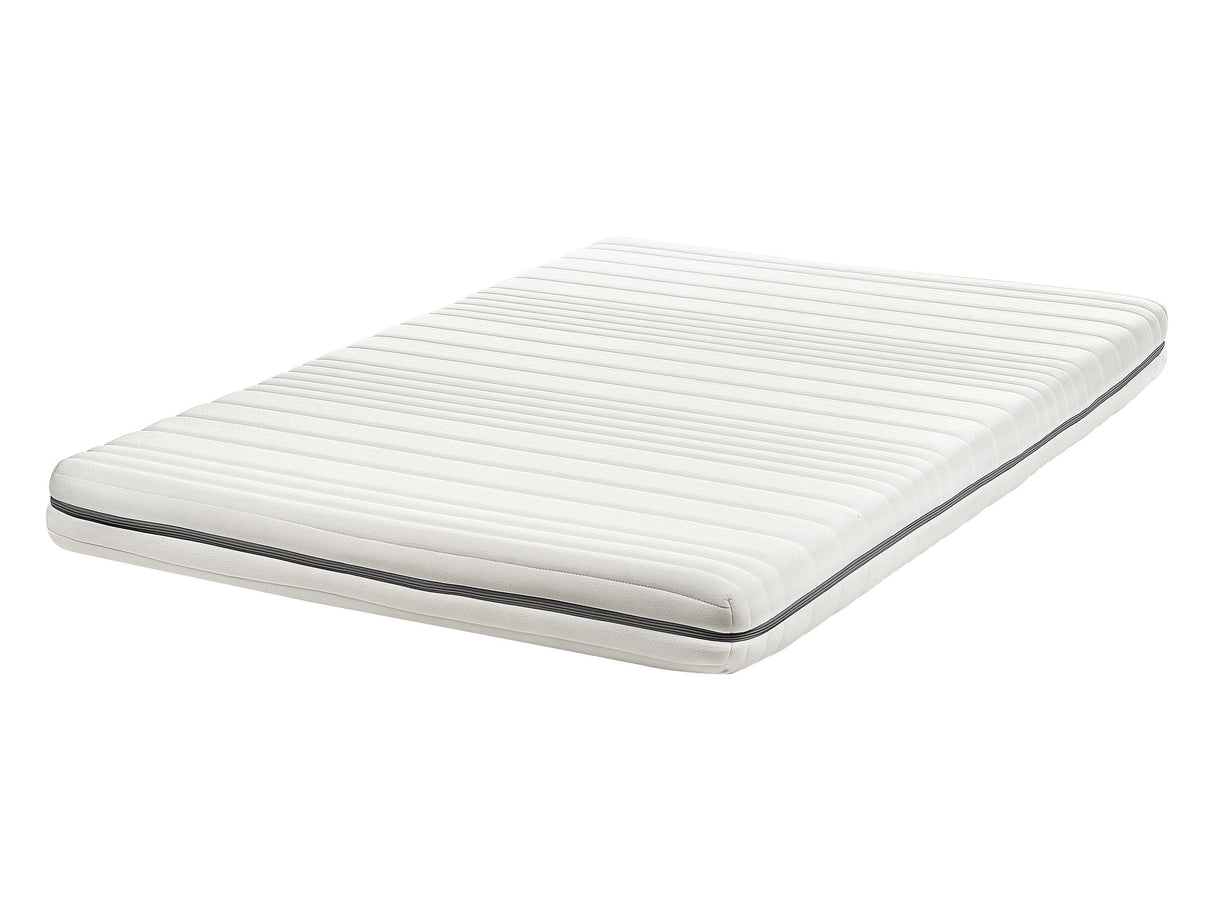 Foam Mattress White 120 x 200 cm Polyester Fabric Removable Cover with Zipper EU Single Size Medium Firm H2 Beliani