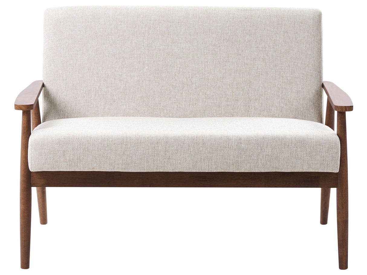 Sofa Grey and Dark Brown Polyester Fabric Upholstery Retro Design Wooden Frame Armrests Living Room Beliani