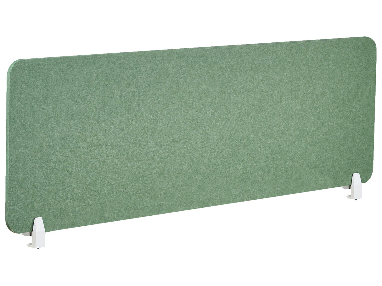 Desk Screen Green PET Board Fabric Cover 160 x 50 cm Acoustic Screen Modular Mounting Clamps Home Office Beliani