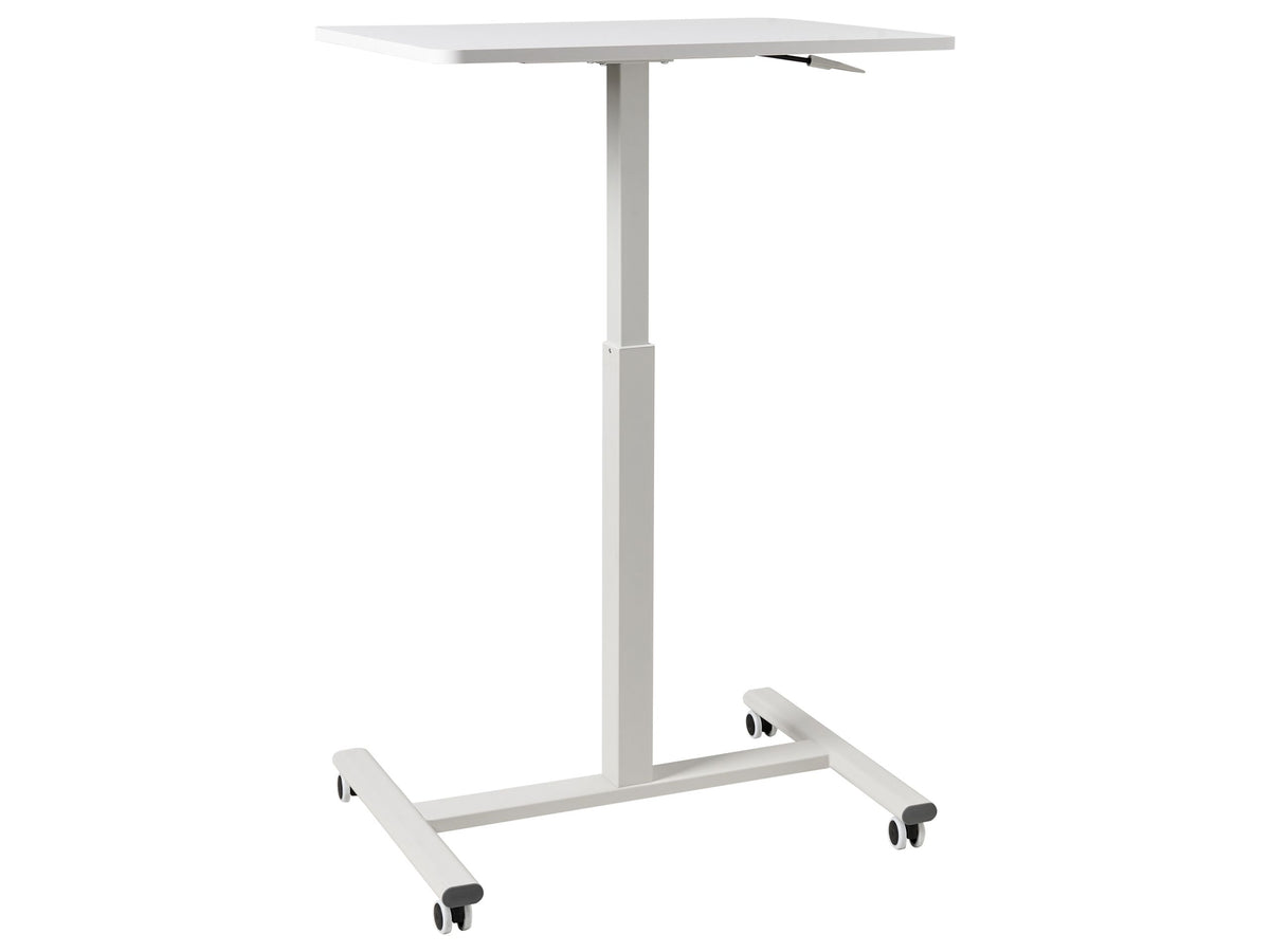 Manually Adjustable Mobile Laptop Desk White Steel Frame 65 x 48 cm Sit and Stand Modern Design Office Beliani