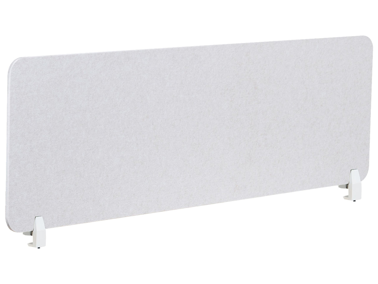 Desk Screen Off-White PET Board Fabric Cover 160 x 50 cm Acoustic Screen Modular Mounting Clamps Home Office Beliani