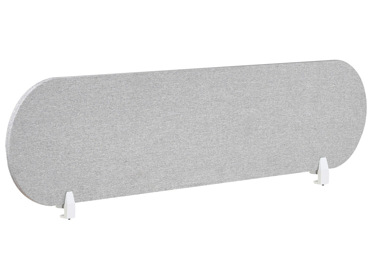 Desk Screen Light Grey PET Board Fabric Cover 160 x 40 cm Acoustic Screen Modular Mounting Clamps Home Office Beliani