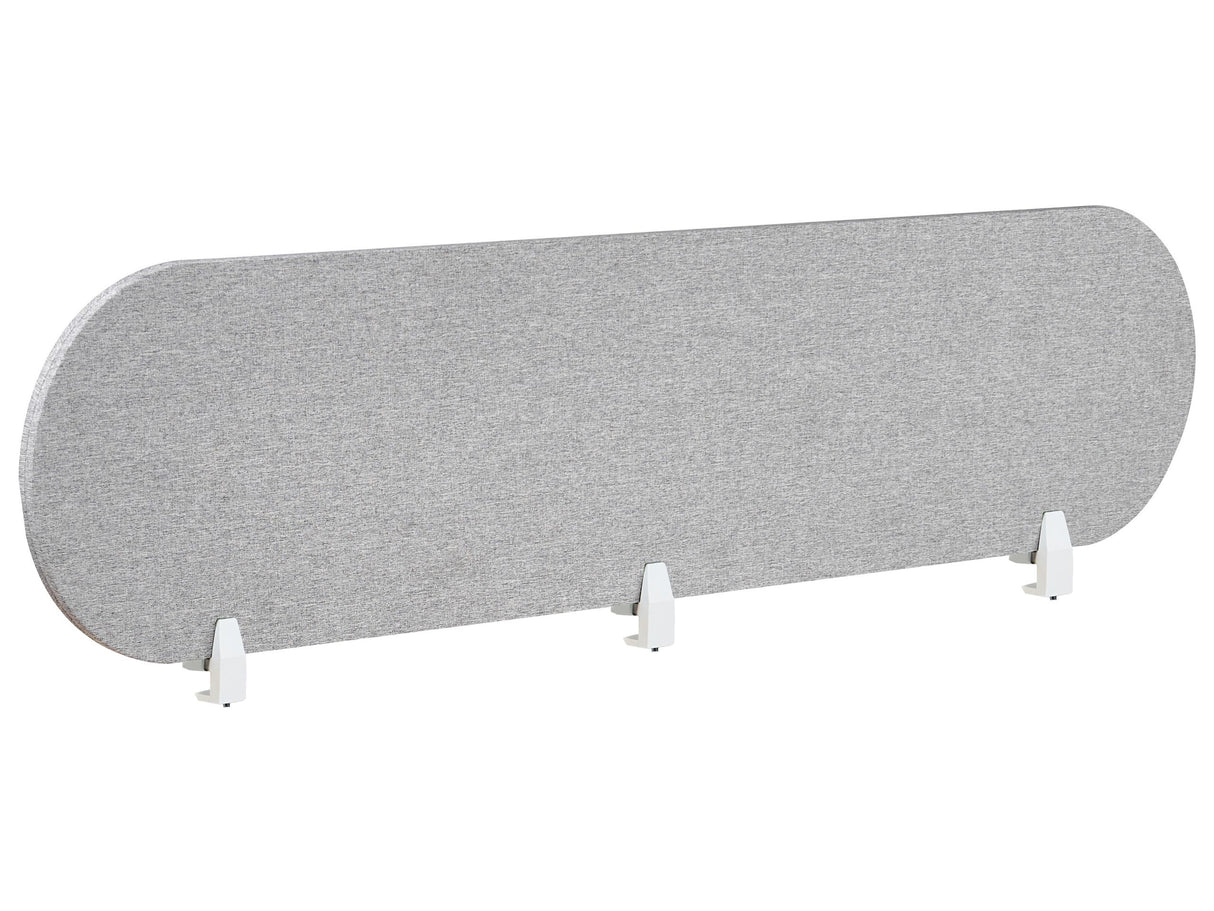 Desk Screen Light Grey PET Board Fabric Cover 180 x 40 cm Acoustic Screen Modular Mounting Clamps Home Office Beliani