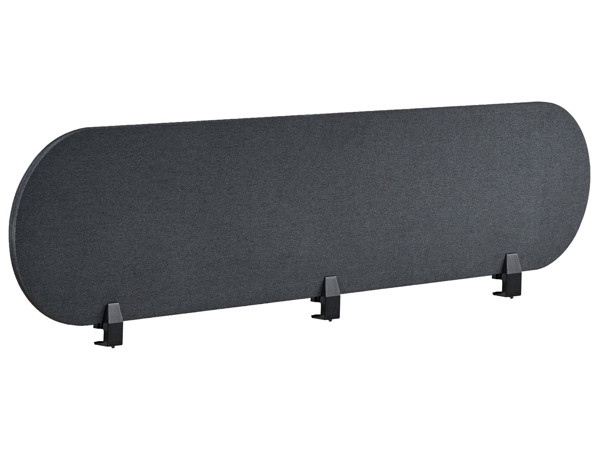 Desk Screen Dark Grey PET Board Fabric Cover 180 x 40 cm Acoustic Screen Modular Mounting Clamps Home Office Beliani