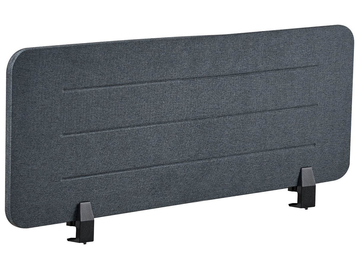 Desk Screen Dark Grey PET Board Fabric Cover 120 x 40 cm Acoustic Screen Modular Mounting Clamps Home Office Beliani