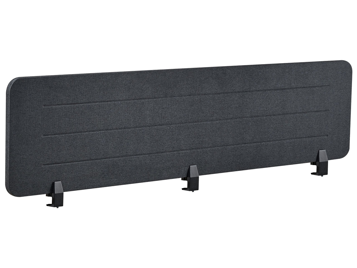 Desk Screen Dark Grey PET Board Fabric Cover 180 x 40 cm Acoustic Screen Modular Mounting Clamps Home Office Beliani