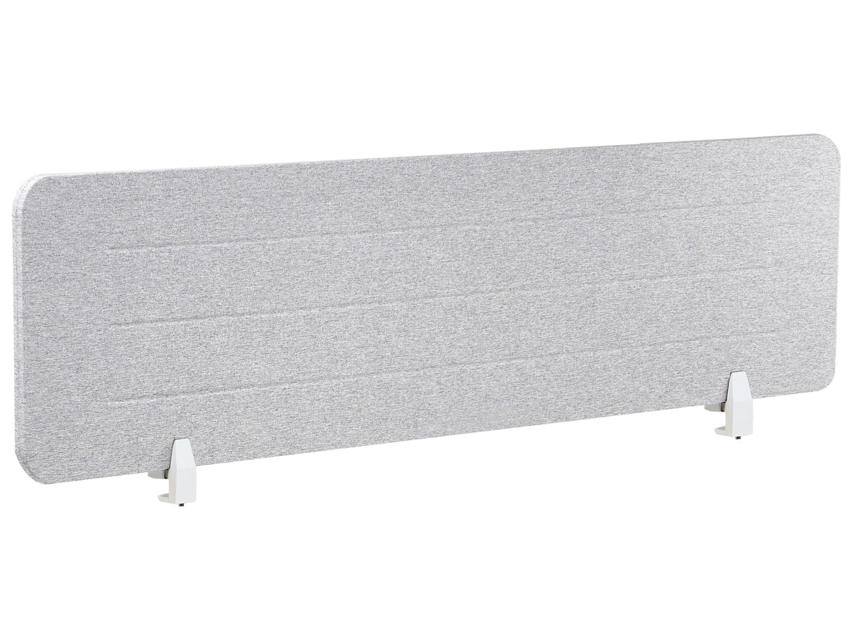 Desk Screen Light Grey PET Board Fabric Cover 160 x 40 cm Acoustic Screen Modular Mounting Clamps Home Office Beliani