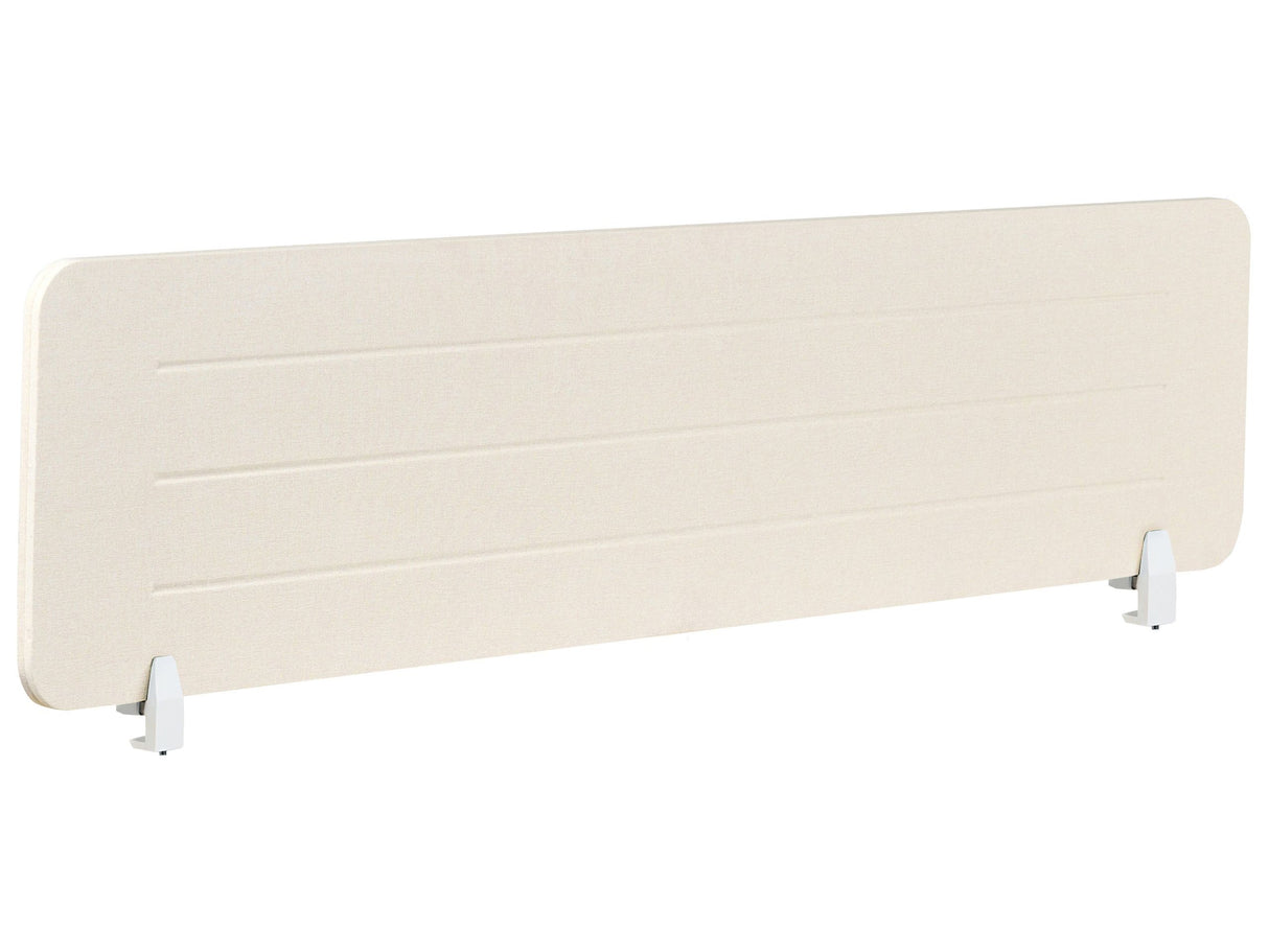 Desk Screen Light Beige PET Board Fabric Cover 160 x 40 cm Acoustic Screen Modular Mounting Clamps Home Office Beliani