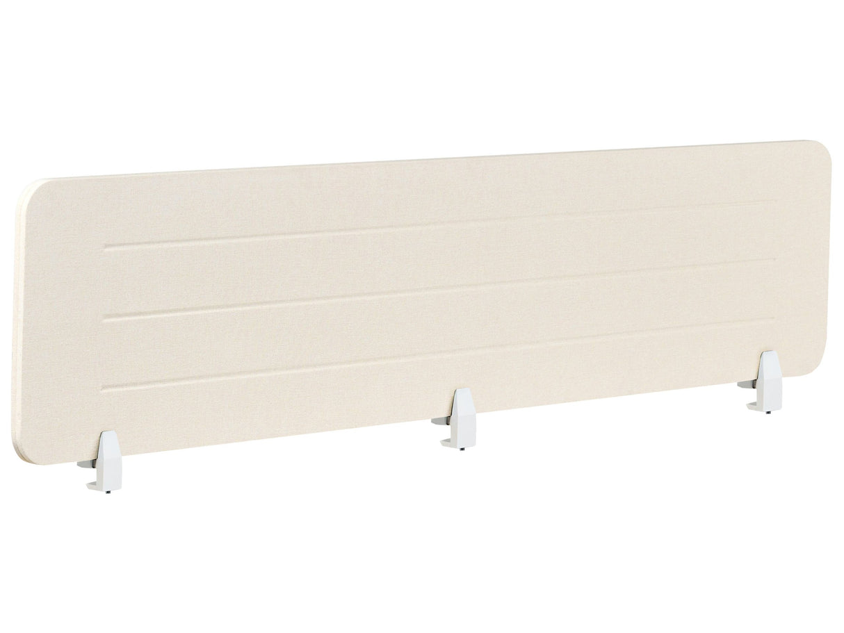 Desk Screen Light Beige PET Board Fabric Cover 180 x 40 cm Acoustic Screen Modular Mounting Clamps Home Office Beliani