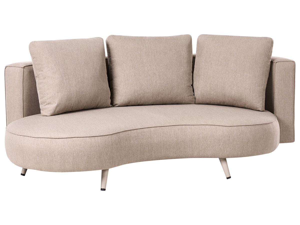 Left-Hand 3 Seater Garden Sofa Beige Olefin Upholstery with Cushions Water-Repellent UV Resistant Kidney-Shaped Beliani